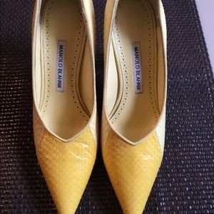 Manolo Blahnik Snakeskin Pointy Toe Heels